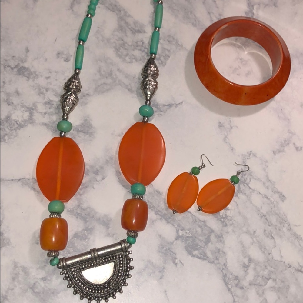 Orange and turquoise necklace